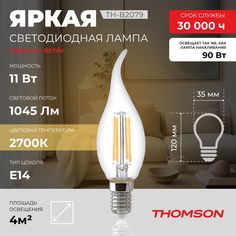 Лампочка светодиодная Thomson, TH-B2079, 11W, E14