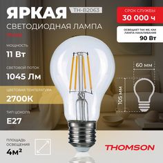 Лампочка светодиодная Thomson, TH-B2063, 11W, E27