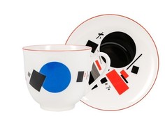 Чашка с блюдцем. Императорский фарфоровый завод. Калейдоскоп с синим и черным диском