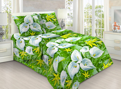 Комплект постельного белья Mercury Home Каллы 1.5-спальный зеленый
