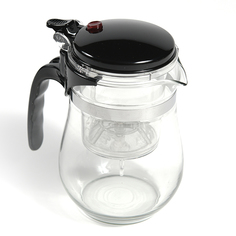 Стеклянный заварочный чайник HP0034 Mate Tea Cup с кнопкой, 500 мл Baziator