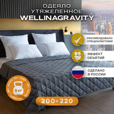 Утяжеленное сенсорное одеяло WELLINAGRAVITY 200х220 темно-серый 9кг WGS-22