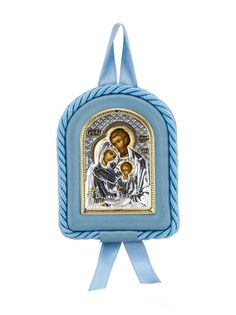 Икона АргентА детская Святое Семейство голубая 7х9