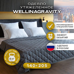 Утяжеленное сенсорное одеяло WELLINAGRAVITY 140х205 темно-серое 6кг WGS-15