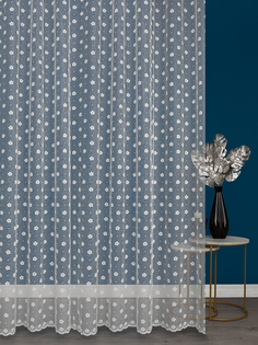 Тюль Amore Mio жаккардовый, цветочки, на ленте, 300х270, 1 шт, молочный