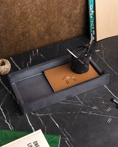 Декоративный поднос James Long S GL 40x20 см бетон черный глянцевый Musko Home
