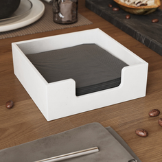 Салфетница интерьерная, подставка MUSKO HOME Charlie M, 19x19 см, белая матовая