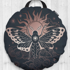 Декоративная подушка сидушка JoyArty "Ночной мотылек" на пол круглая 52 см