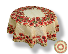 Скатерть гобеленовая круглая «Венок маков» d 140 Студия Текстильного Дизайна