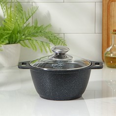 Кастрюля Kukmara 1 л антипригарное покрытие тёмный мрамор