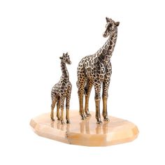 Статуэтка Пятигорская Бронза Жираф большой и маленький на камне 93663