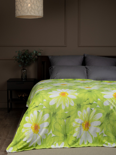 Плед TexRepublic Absolute 180х200 см покрывало на кровать фланель цветы зеленый