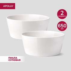 Тарелка обеденная глубокая APOLLO "Blanco" пиала из костяного фарфора 15 см 650 мл 2 шт