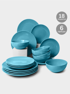 Набор столовой посуды APOLLO Ocean 18 пр. голубой