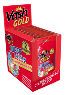 Средство от засоров набор для прочистки труб Vash Gold Super гранулы 12 саше х 70г