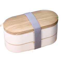 Ланчбокс Wood N923-6-01 белый ложка+вилка No Brand