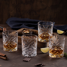 Набор стаканов 4 шт, Aura of Bohemia, резное стекло, 310 мл