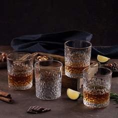 Набор стаканов 4 шт, Aura of Bohemia, резное стекло, 310 мл