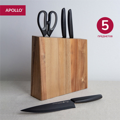 Набор ножей APOLLO genio Nero Steel 3 пр. с ножницами с подставкой