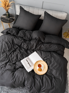 Комплект постельного белья Павлина Манетти полисатин однотонный 1,5-спальный черный S33 Pavlina