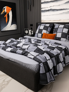 Постельное белье Семейное Galtex Комфорт Грани темно-серый