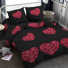 Комплект постельного белья Amore Mio Мако-сатин Desire 2 спальный черный красный