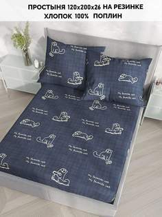 Простынь на резинке Кот Коттон Котики Грей 120х200 см