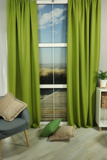 Штора Linen Way 145х260 полиэфир Савана, цвет светло-зеленый