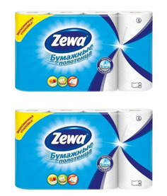 Бумажные полотенца Zewa двухслойные 4 шт в упаковке 2 уп
