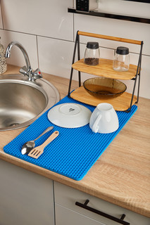 Коврик для сушки посуды CellMat ЭВА, 50х30 см, синяя сота