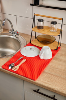 Коврик для сушки посуды CellMat ЭВА, 50х30 см, красная сота