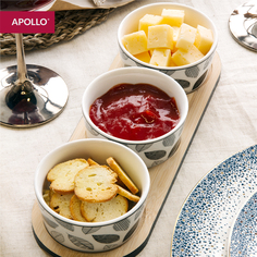 Набор менажниц из фарфора на деревянной подставке 4 предмета APOLLO Flake FLA-04