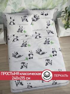 Простынь Сказка "Панды" 240х215 см евро