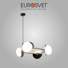 Подвесной светильник Eurosvet Moity 70150/4 черный с белыми стеклянными плафонами G9