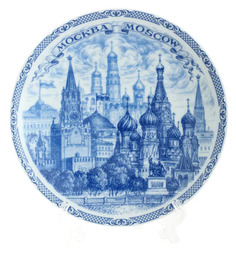 Декоративная тарелка, Красная площадь кобальт, 15 см. No Brand