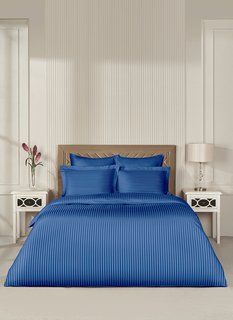 Постельное белье Arya Vip из Страйп Сатина 2 Сп. 200x220 Темно-синий