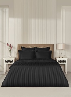 Постельное белье Arya Vip из Страйп Сатина 2 Сп. 200x220 Черный