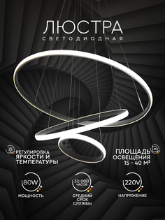 Светильник потолочный Hans&Helma светодиодный led, 3 кольца черный, 80 Вт