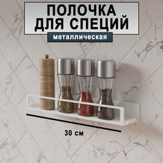 Полка для специй ГеоПластБорд D09W 30х6,5 см металл белый