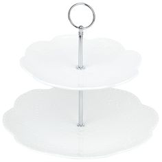 Блюдо двухъярусное Nouvelle Маршмеллоу 26.5/20 см, высота 23 см, фарфор