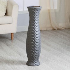 Ваза керамика напольная Седар волна, 17х75 см, серый No Brand