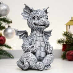 Фигура Дракончик медитирует Хорошие сувениры серый камень, 12,5х17см