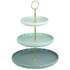 Фруктовница 3х ярусная Nouvelle Fresh Taste. Green 26, 20.5, 15 см, высота 34 см, фарфор