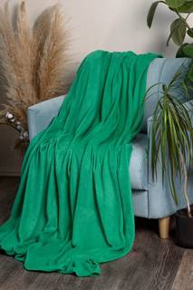 Плед покрывало La Bella Mama флис зеленый трава на диван кровать 150x180 см 220г/м2