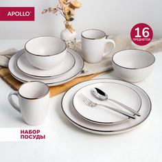 Набор посуды столовой из керамики APOLLO Luna 16 предметов LUN-016