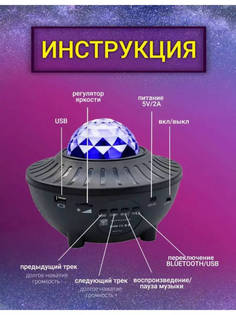 Музыкальный ночник проектор звездного неба No Brand