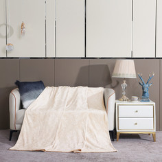 Плед CL Home 2 спальный 180x220 Cleo Parma велсофт молочный