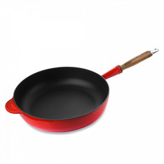 Сотейник LE CREUSET, Cerise 28 см, чугун, дерево, красный