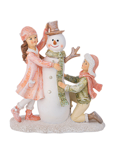 Статуэтка новогодняя Lefard Дети со снеговиком 19x6,5x16 см 162-1013