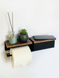 Держатель для туалетной бумаги с деревянной полкой с ящиком Molinardi Creativo